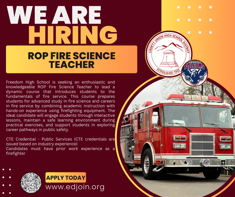  Fire Science Teacher needed